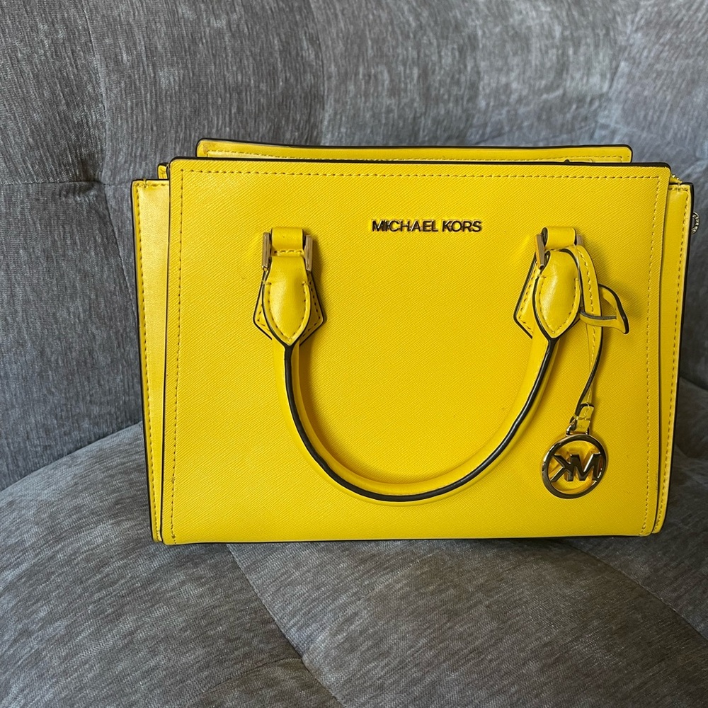 Michael Kors Bright Yellow Satchel with Gold Details - Picture 4 of 5
